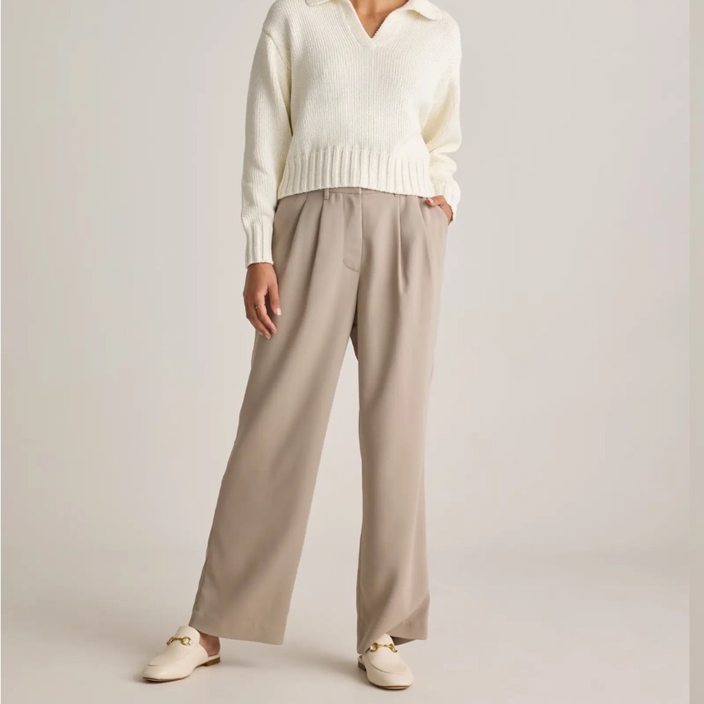 NWT Quince Stretch Crepe Pleated Wide Leg Pants size 4